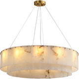 Contemporary Round Tiered Alabaster Pendant Light Chandelier Image - 5