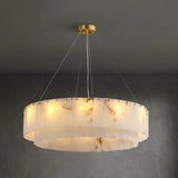 Contemporary Round Tiered Alabaster Pendant Light Chandelier Image - 7