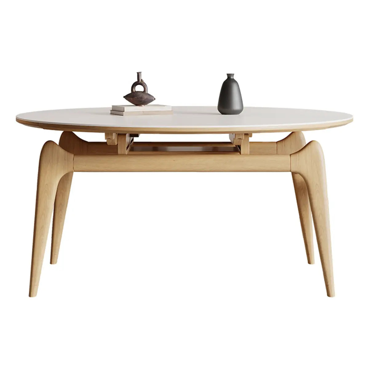 Contemporary Rounded Chalk Slate Dining Table Extension Image - 5