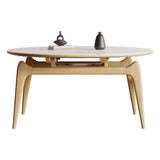 Contemporary Rounded Chalk Slate Dining Table Extension Image - 5