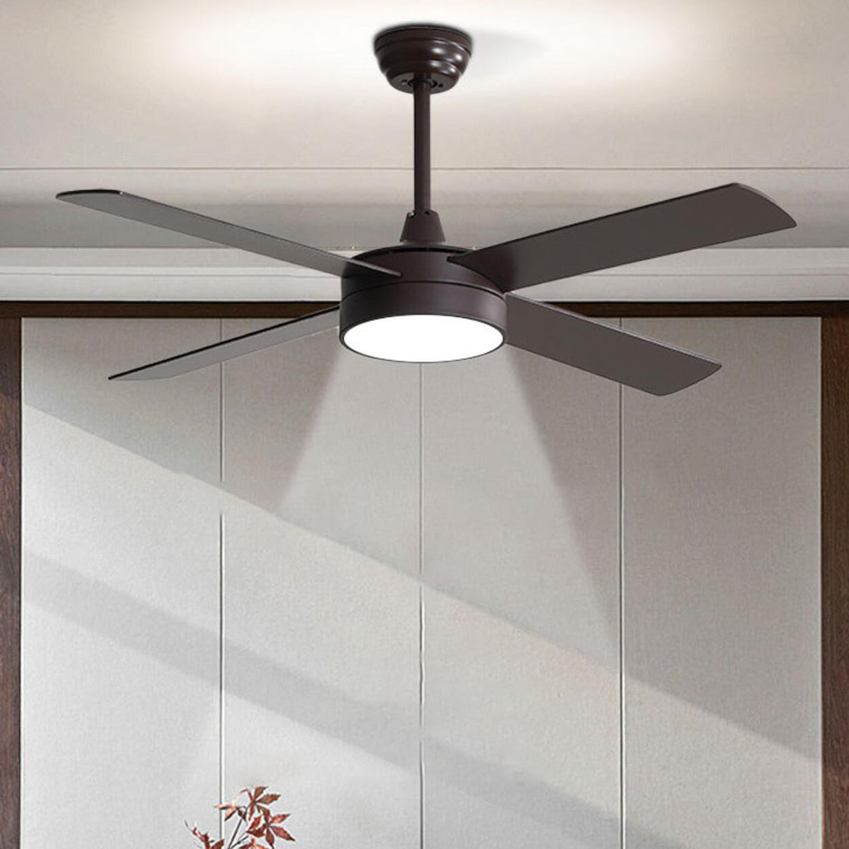 Contemporary Simple 4 Blade Ceiling Fan with LED Light Image - 1