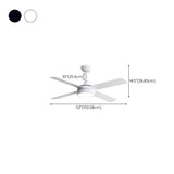 Contemporary Simple 4 Blade Ceiling Fan with LED Light #size