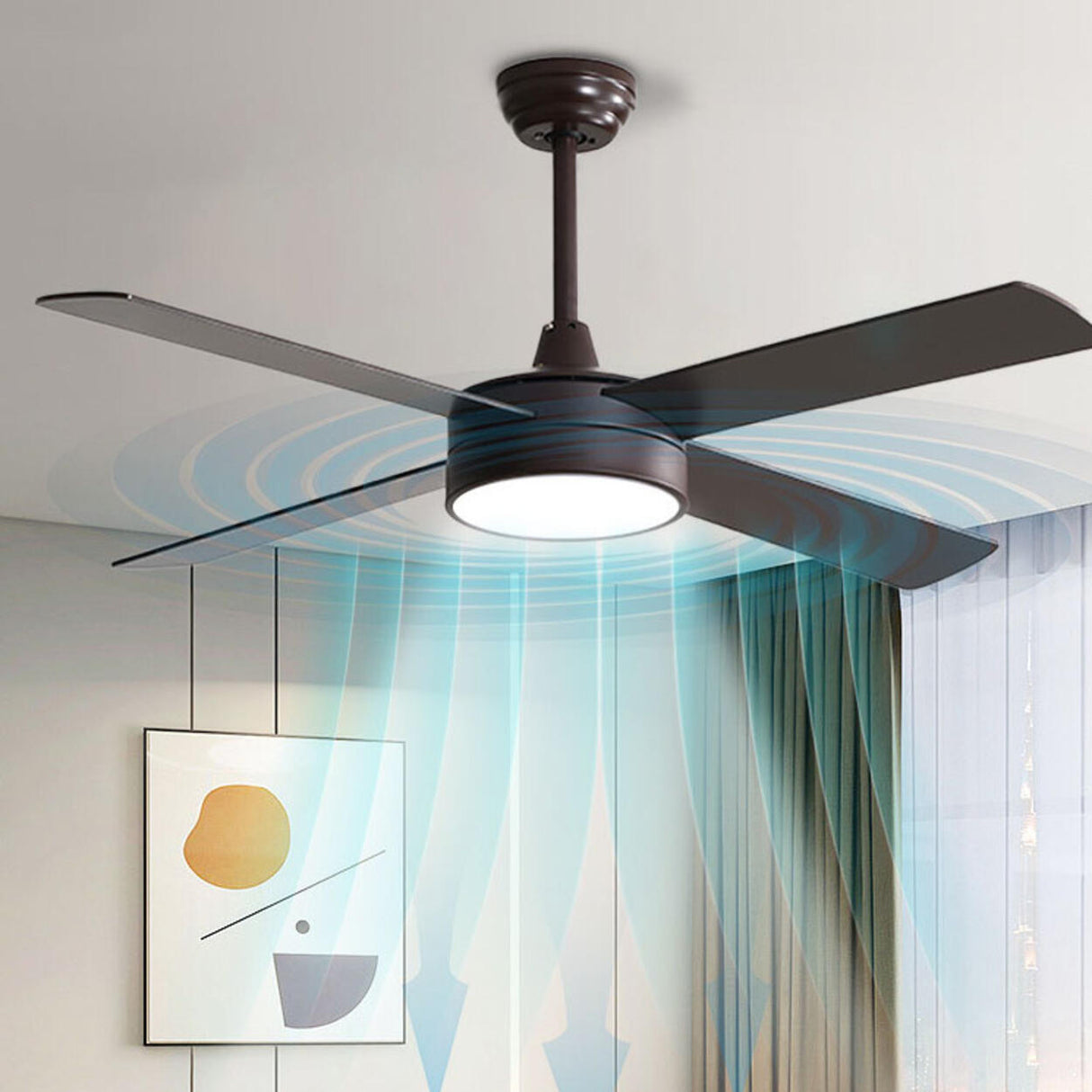 Contemporary Simple 4 Blade Ceiling Fan with LED Light Image - 3