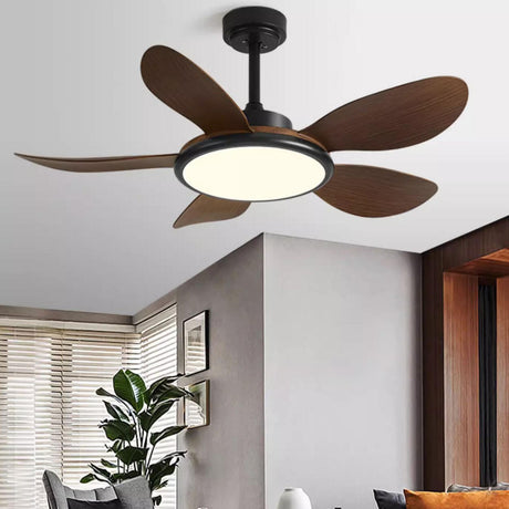 Contemporary Simplicity 5 Wood Blades Ceiling Fan Light Image - 1