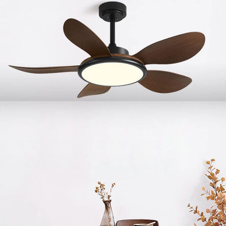 Contemporary Simplicity 5 Wood Blades Ceiling Fan Light Image - 2