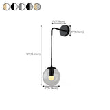 Contemporary Smoke Grey Glass Globe Wall Sconce #size