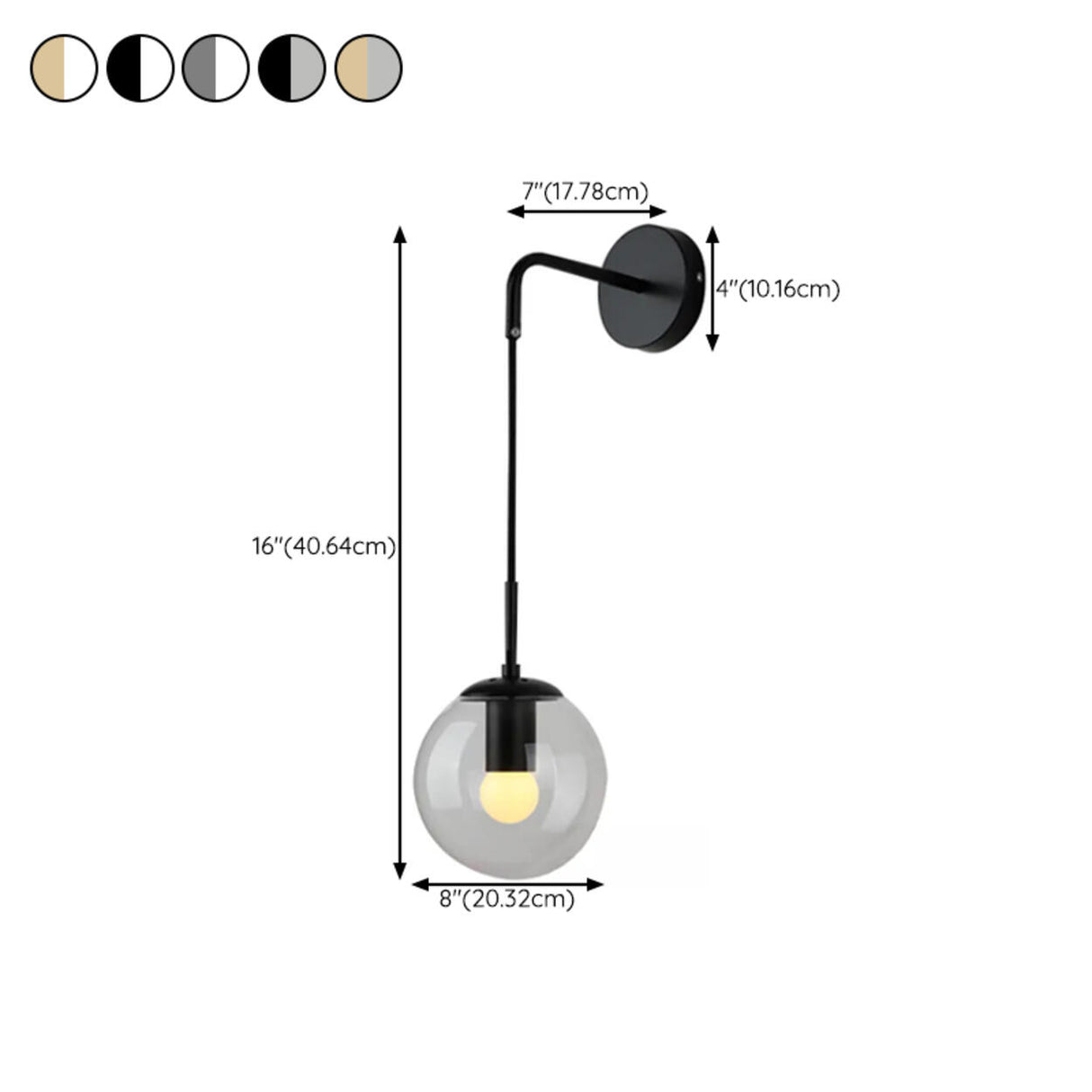 Contemporary Smoke Grey Glass Globe Wall Sconce Image - 14