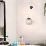 Contemporary Smoke Grey Glass Globe Wall Sconce Image - 4