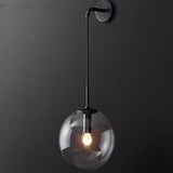 Contemporary Smoke Grey Glass Globe Wall Sconce Image - 6