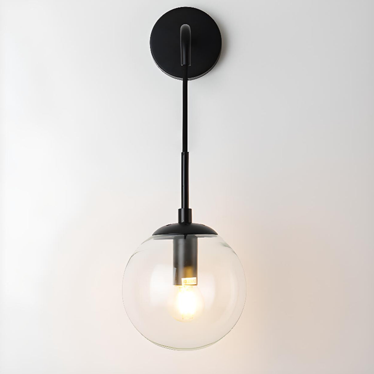 Contemporary Smoke Grey Glass Globe Wall Sconce Image - 9