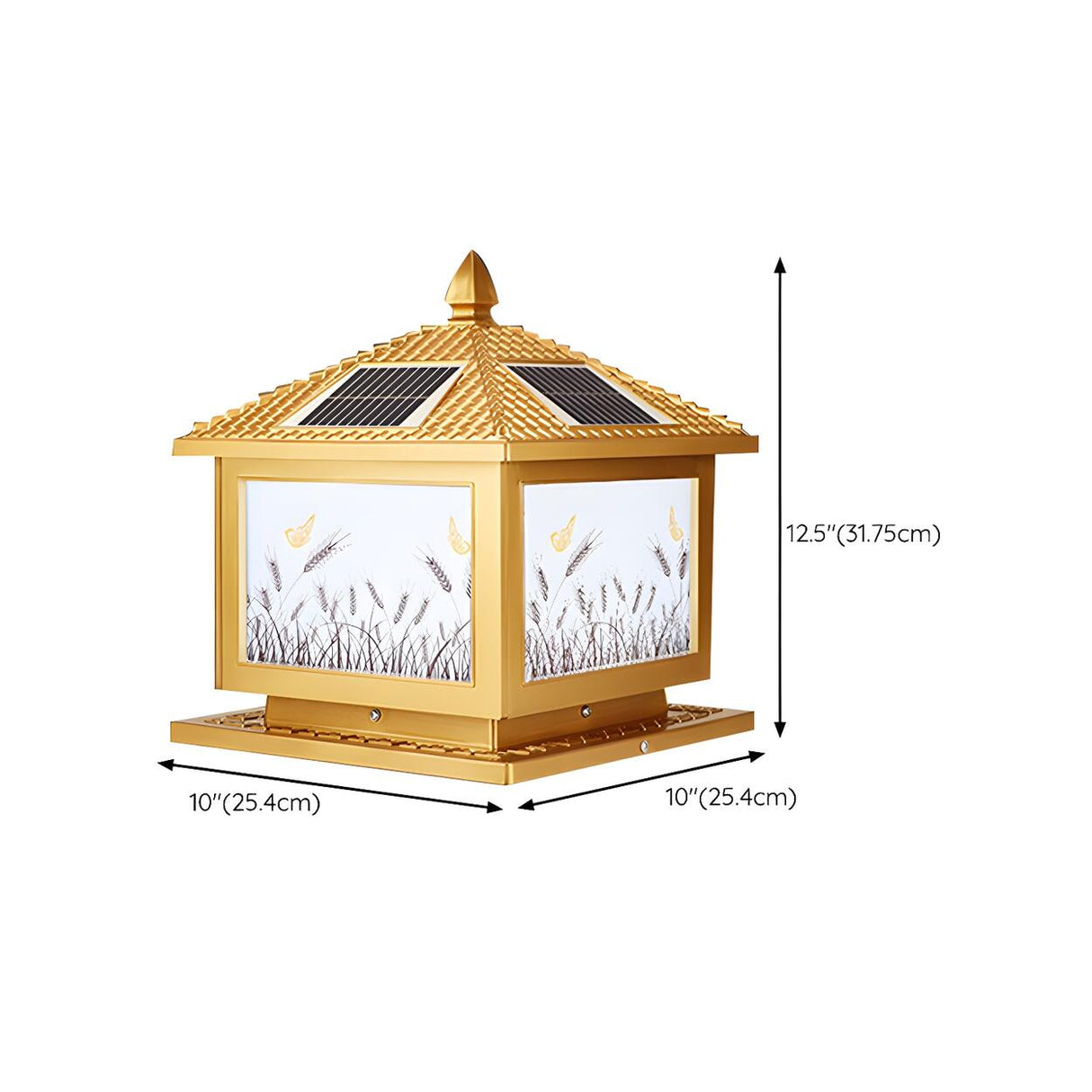 Contemporary Solar-Powered Brass Outdoor Table Lamp 