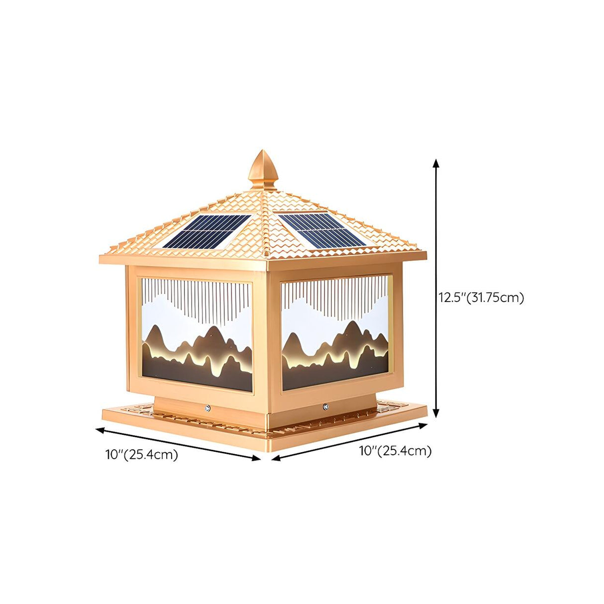 Contemporary Solar-Powered Brass Outdoor Table Lamp Image - 30