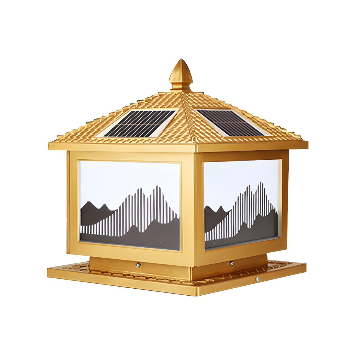 Contemporary Solar-Powered Brass Outdoor Table Lamp Image - 9