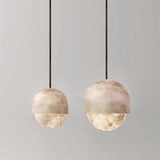 Contemporary Sphere Alabaster Living Room Pendant Light Image - 6