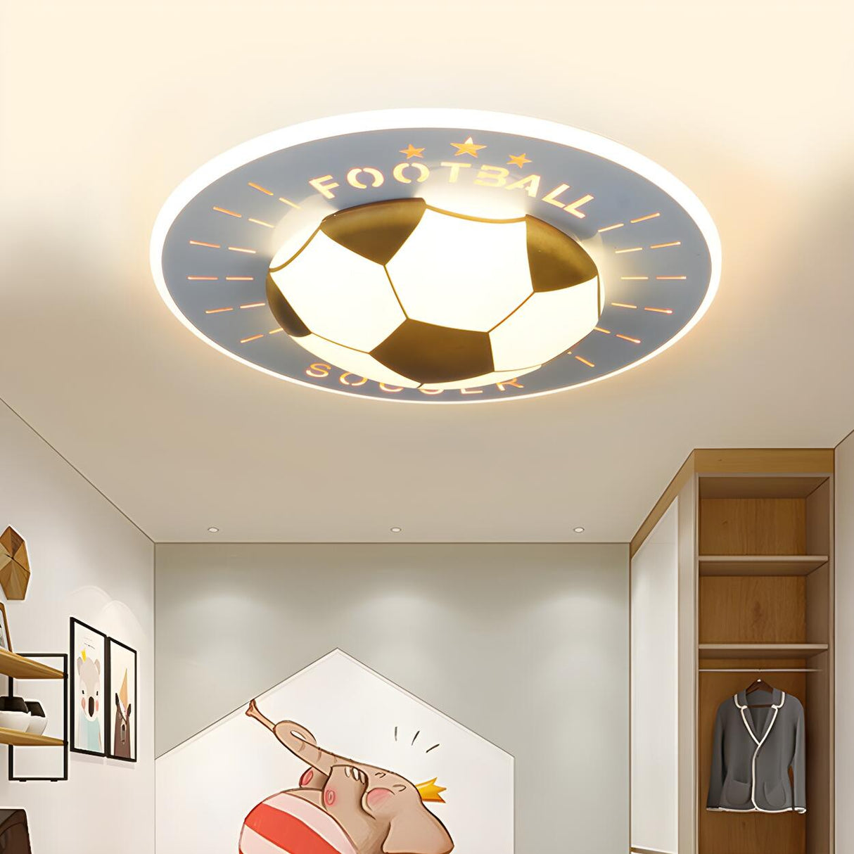 Contemporary Sport Style Football LED Flush Mount Light Image - 7