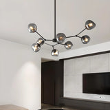 Contemporary Sputnik Glass Living Room Black Chandelier Image - 1