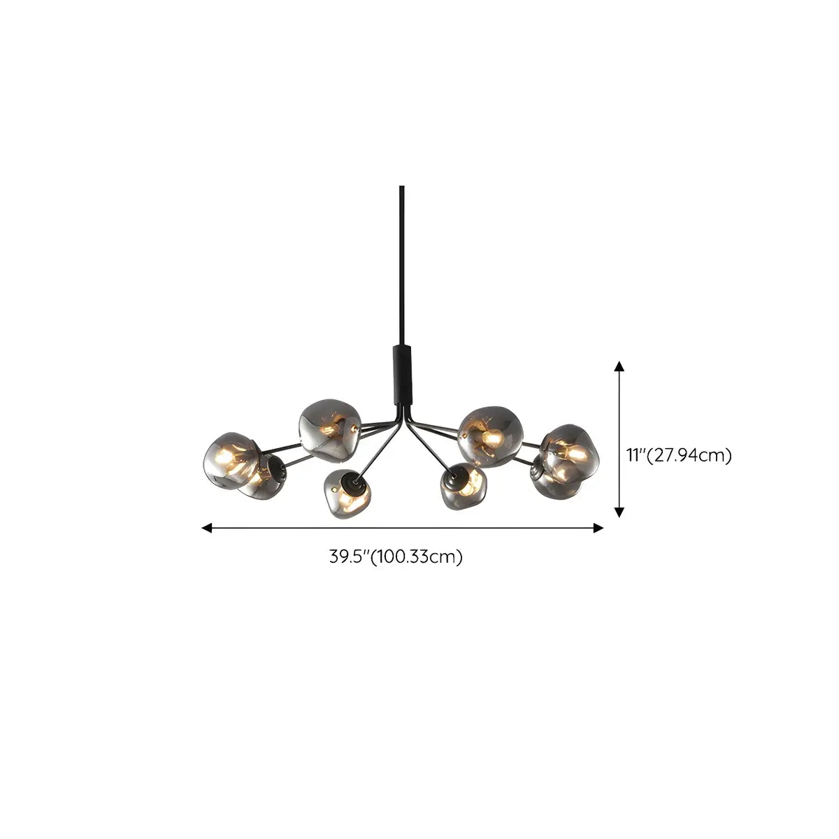 Contemporary Sputnik Glass Living Room Black Chandelier Image - 15