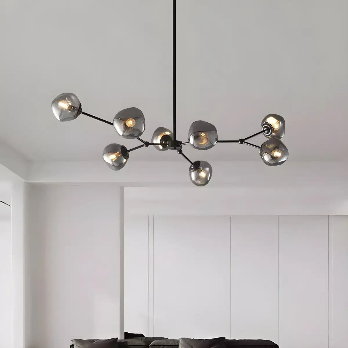 Contemporary Sputnik Glass Living Room Black Chandelier Image - 8