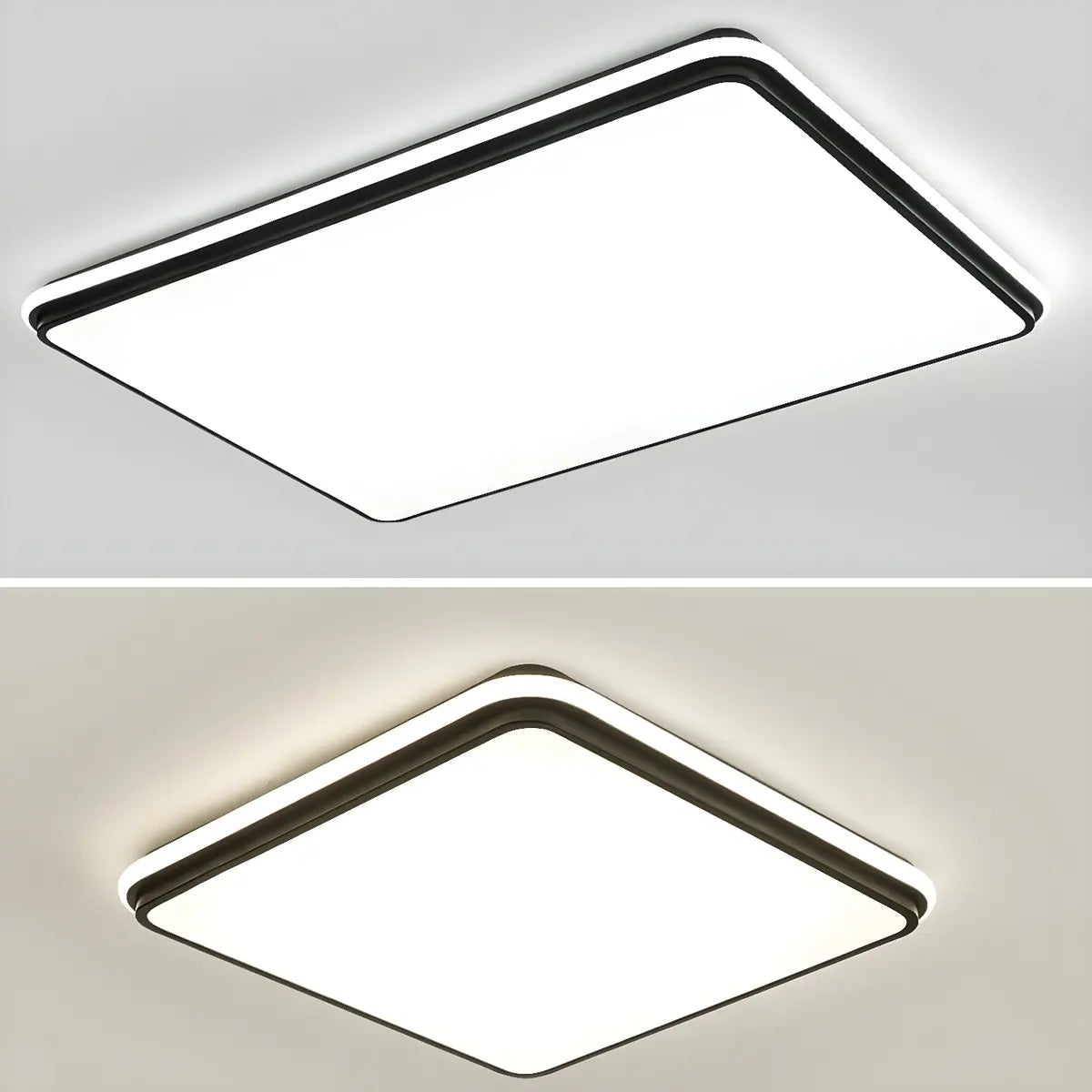 Minimalist Black Rectangle LED Flush Mount Ceiling Lamp Image - 12