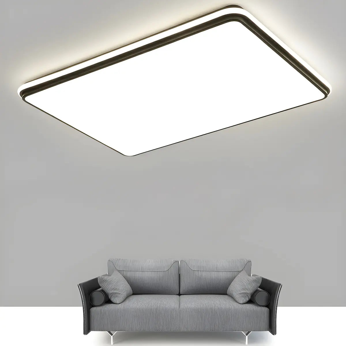 Minimalist Black Rectangle LED Flush Mount Ceiling Lamp Image - 13