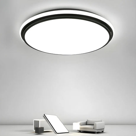 Minimalist Black Rectangle LED Flush Mount Ceiling Lamp Image - 2