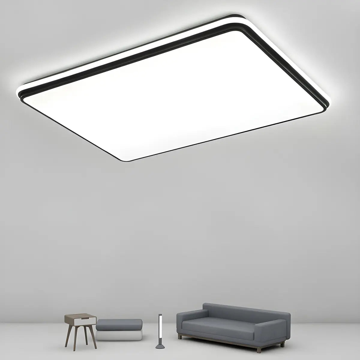 Minimalist Black Rectangle LED Flush Mount Ceiling Lamp Image - 3