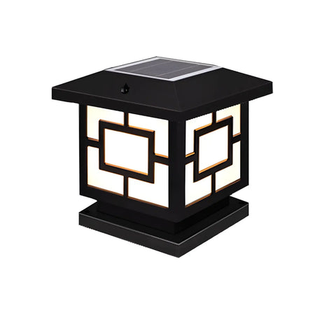 Contemporary Square Metal Lantern Outdoor Table Lamp Image - 2