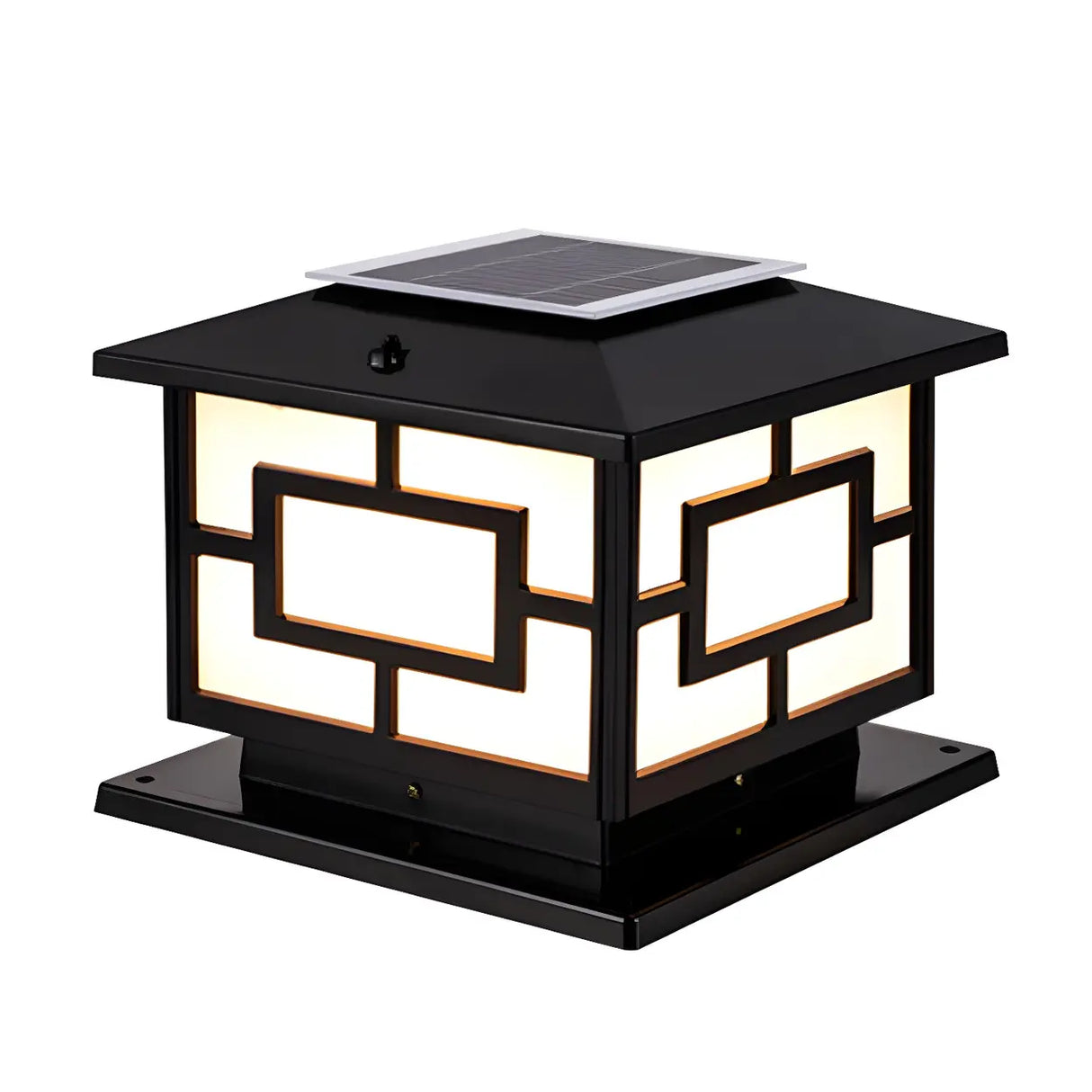 Contemporary Square Metal Lantern Outdoor Table Lamp Image - 3