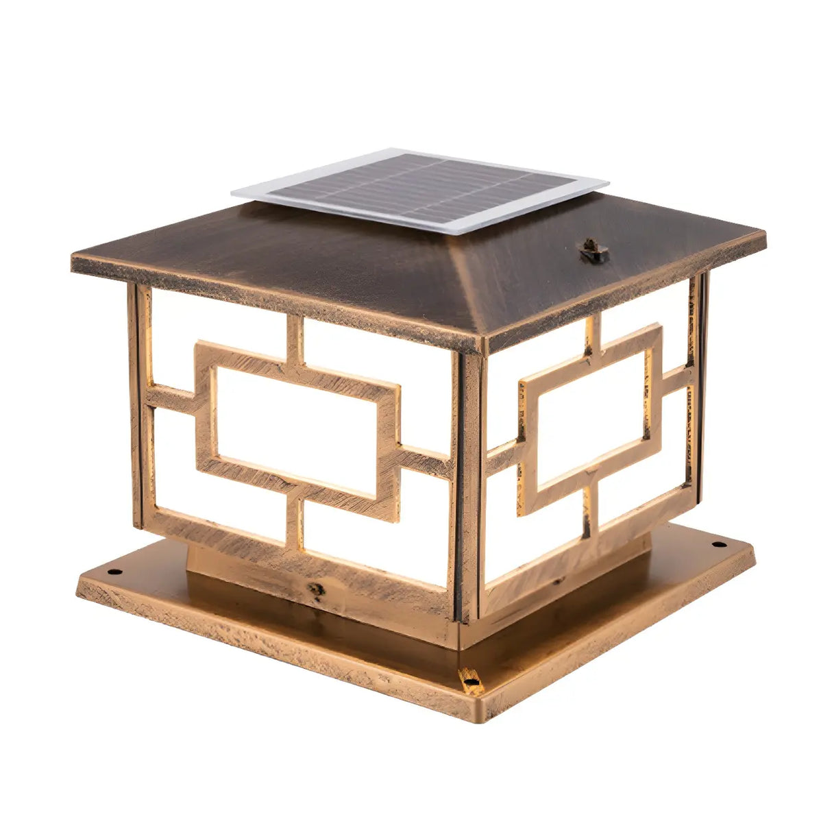 Contemporary Square Metal Lantern Outdoor Table Lamp Image - 7