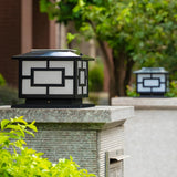 Contemporary Square Metal Lantern Outdoor Table Lamp Image - 8