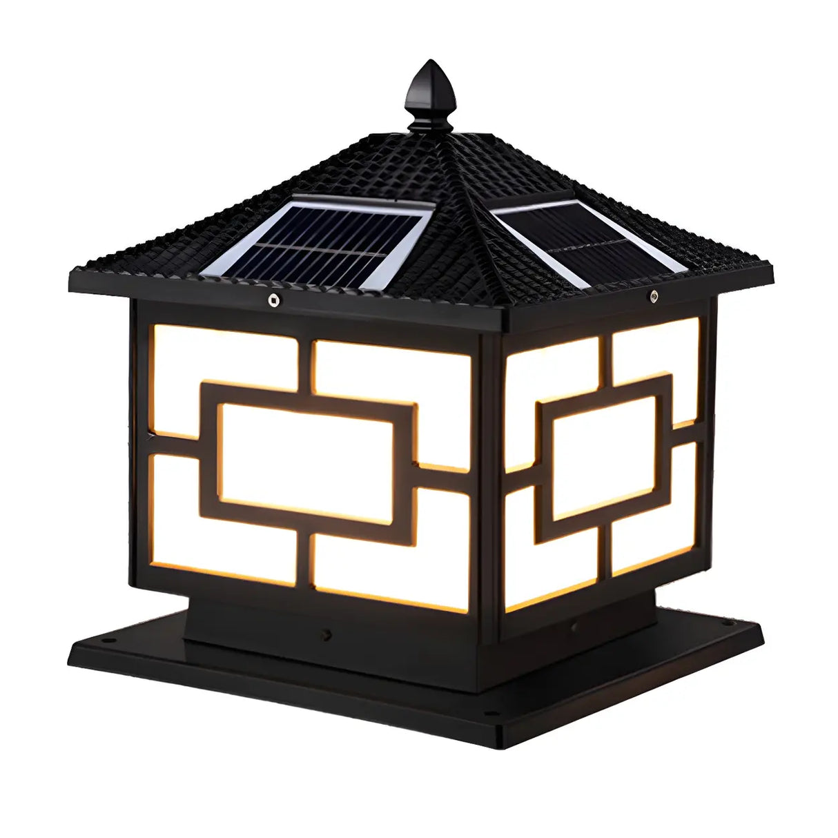 Contemporary Square Metal Lantern Outdoor Table Lamp Image - 9