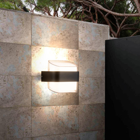 Contemporary Square Outdoor Wall Sconce Frosted Glass Image - 1