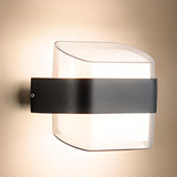 Contemporary Square Outdoor Wall Sconce Frosted Glass Image - 7