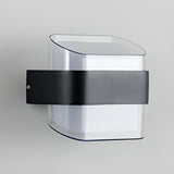 Contemporary Square Outdoor Wall Sconce Frosted Glass Image - 9