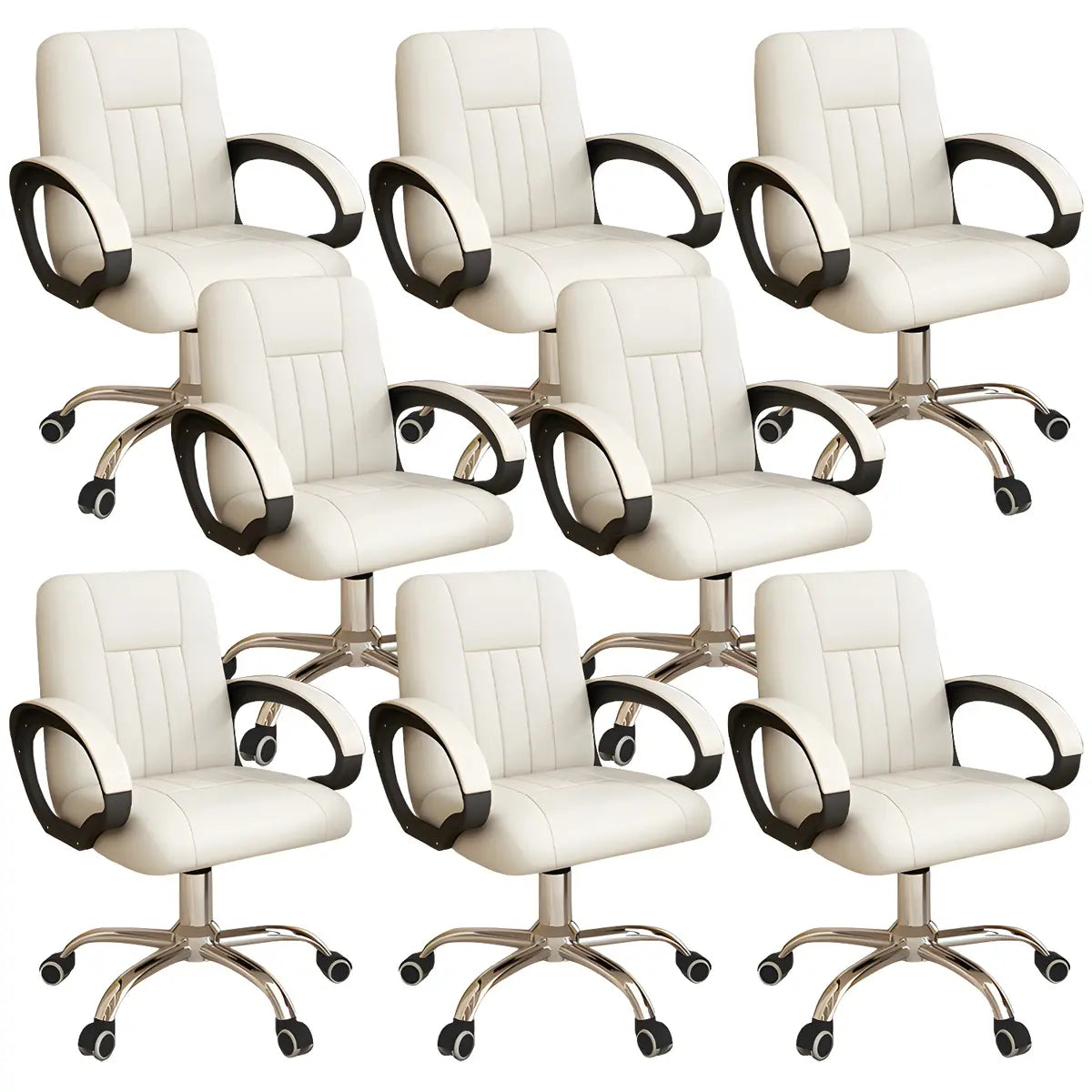 Contemporary Swivel Leather Office Chair with Wheels Image - 10