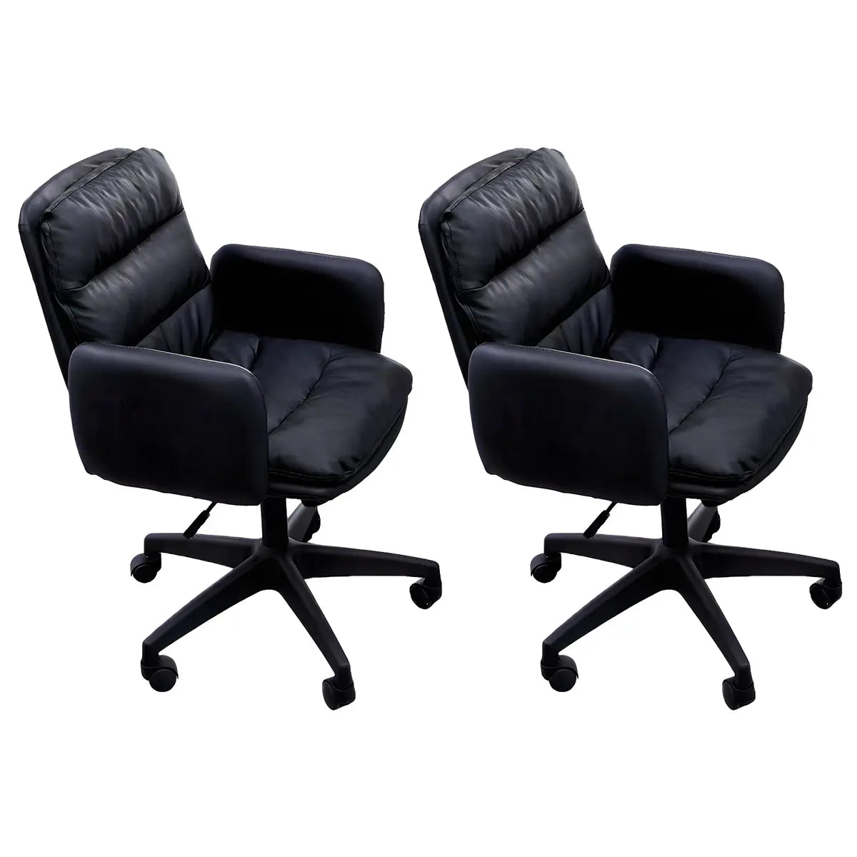 Contemporary Swivel Leather Office Chair with Wheels Image - 13