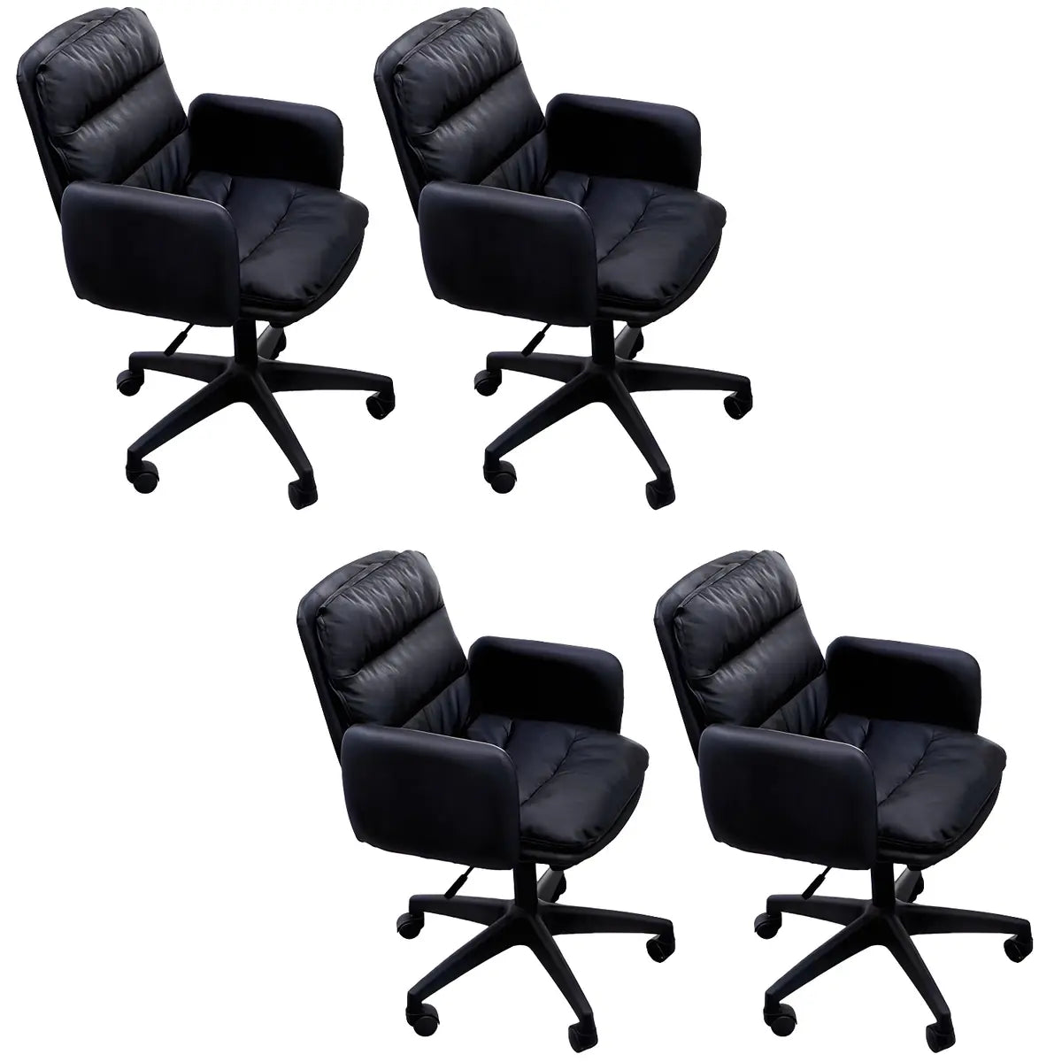 Contemporary Swivel Leather Office Chair with Wheels Image - 15