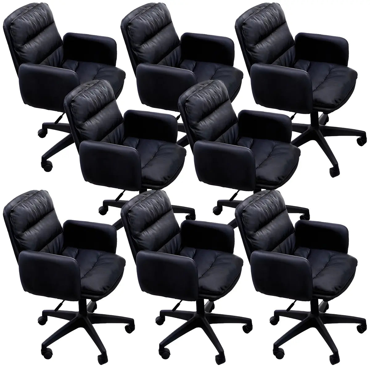 Contemporary Swivel Leather Office Chair with Wheels Image - 18