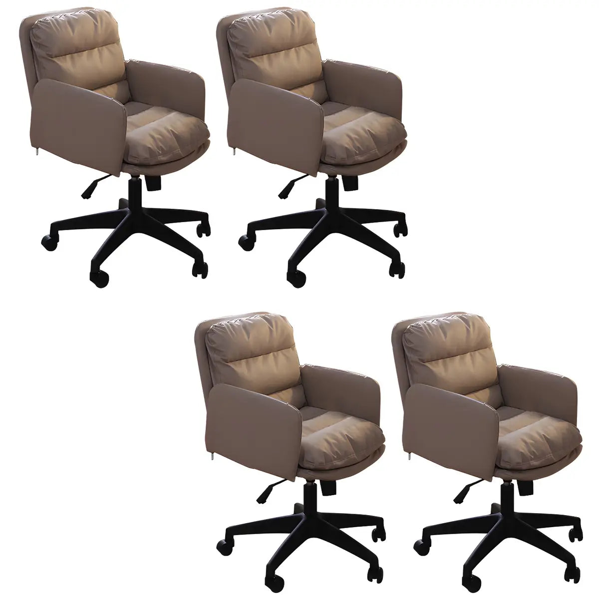 Contemporary Swivel Leather Office Chair with Wheels Image - 21