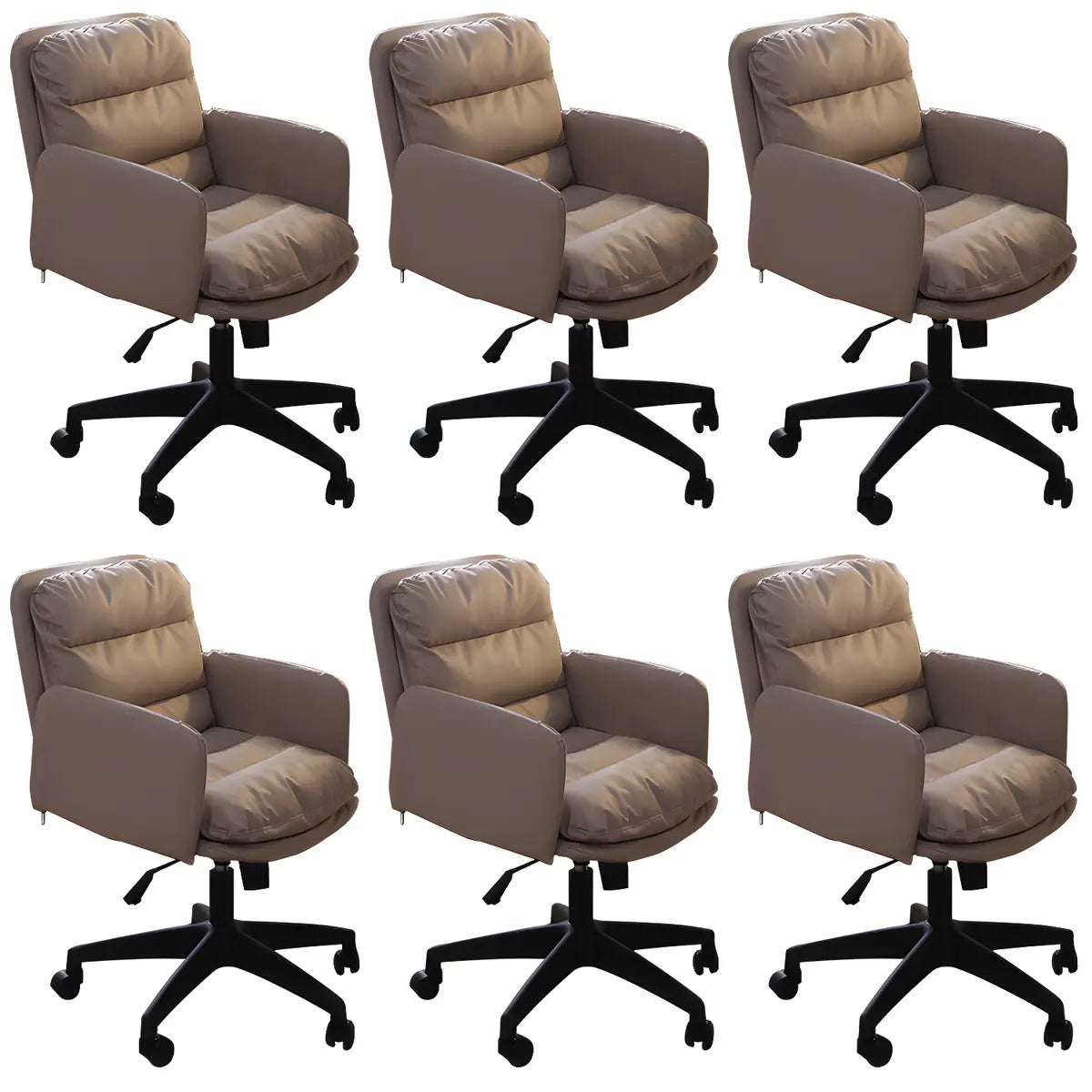 Contemporary Swivel Leather Office Chair with Wheels Image - 22