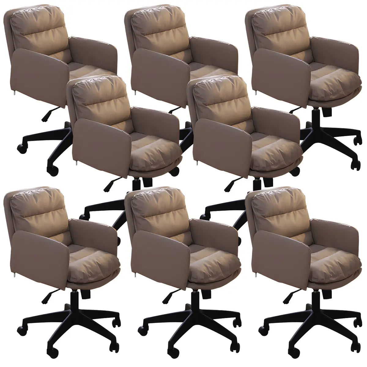 Contemporary Swivel Leather Office Chair with Wheels Image - 23