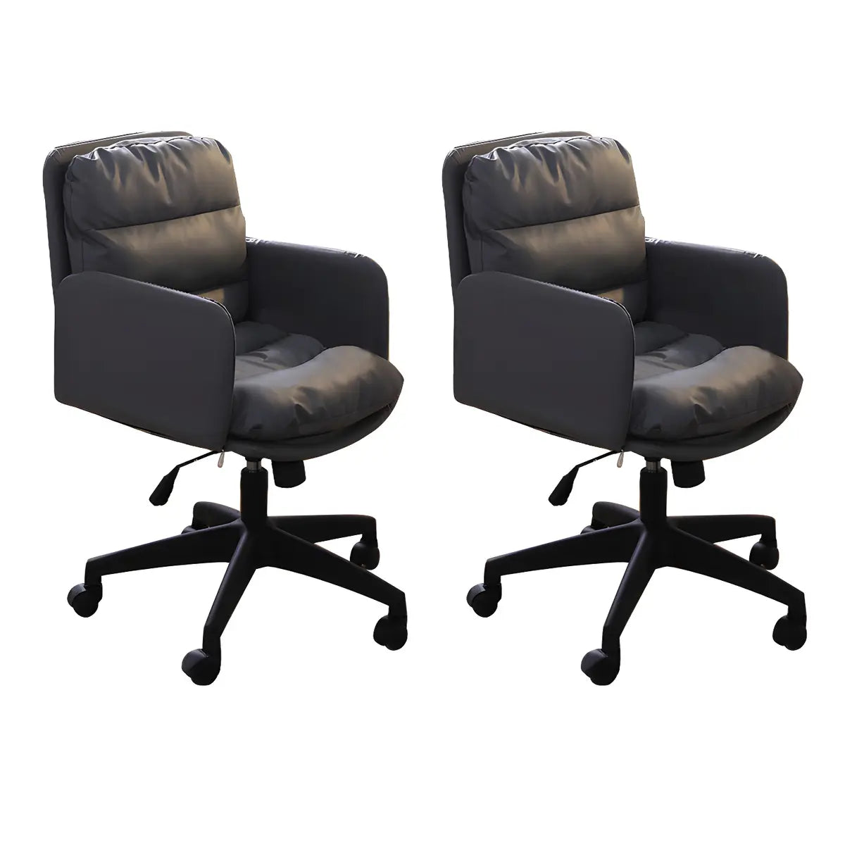 Contemporary Swivel Leather Office Chair with Wheels Image - 25