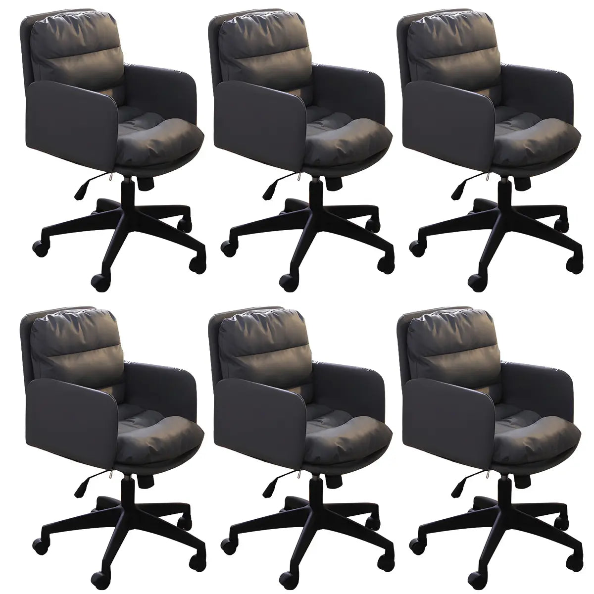 Contemporary Swivel Leather Office Chair with Wheels Image - 27