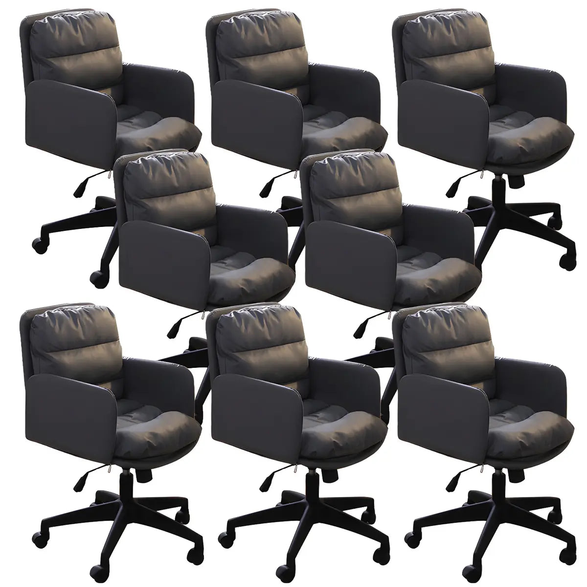 Contemporary Swivel Leather Office Chair with Wheels Image - 28