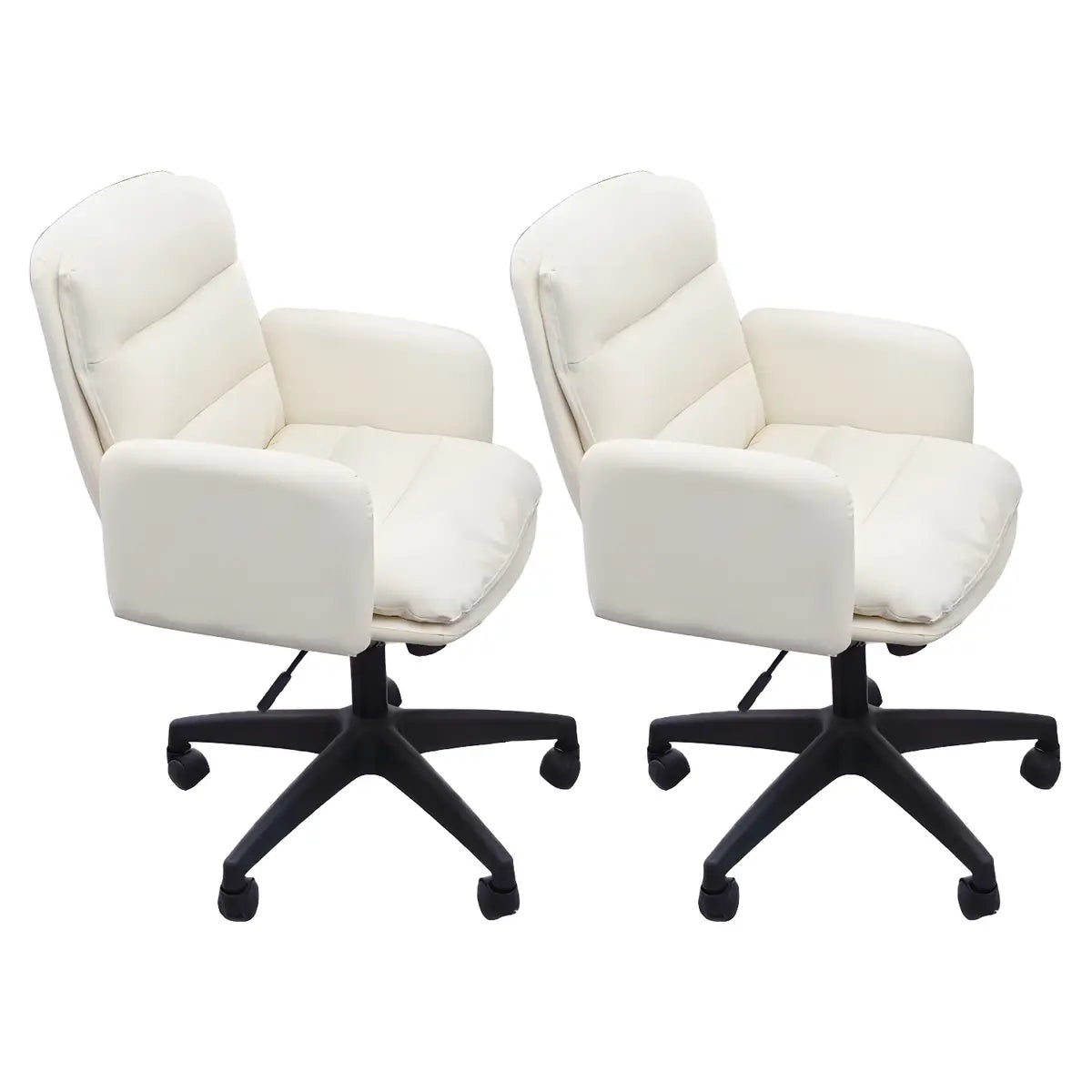 Contemporary Swivel Leather Office Chair with Wheels Image - 29