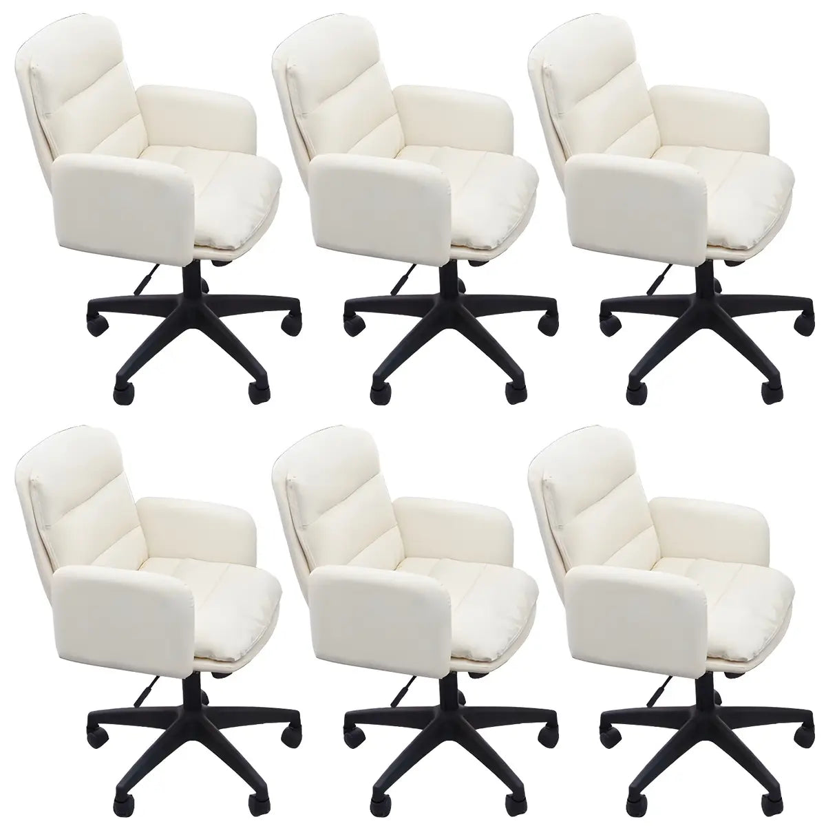 Contemporary Swivel Leather Office Chair with Wheels Image - 31