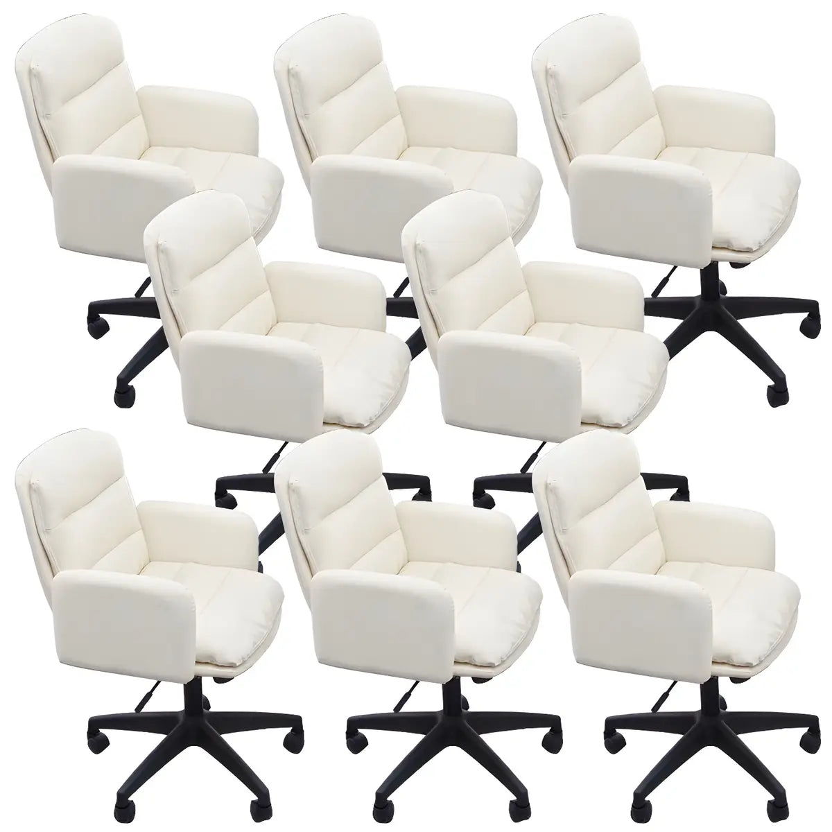 Contemporary Swivel Leather Office Chair with Wheels Image - 32