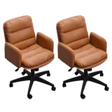 Contemporary Swivel Leather Office Chair with Wheels Image - 33