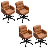 Contemporary Swivel Leather Office Chair with Wheels Image - 34