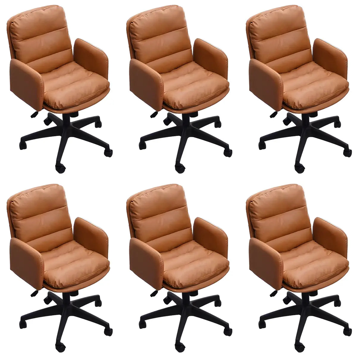 Contemporary Swivel Leather Office Chair with Wheels Image - 35